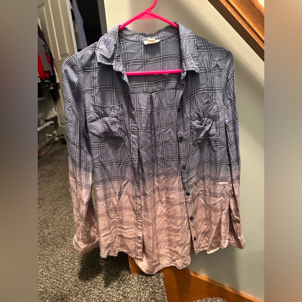 Plaid Ombre Button-Up Shirt